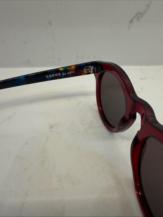 Krewe Toulouse Round Red Frame Sunglasses with Blue Mirrored Lenses main image 6